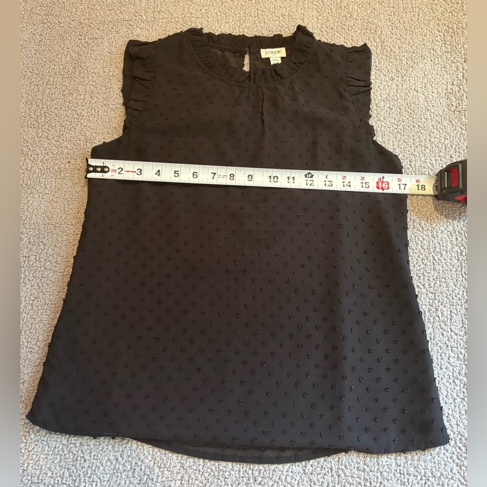 Sweet J. Crew Black Ruffled Clip Dot Blouse - Picture 3 of 8